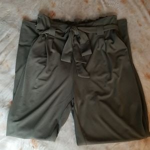 Olive Casual Front Tie Pants